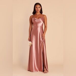 Birdy Grey Lisa Long Satin Dress in Desert Rose (Pink) Bridesmaid Dress Small